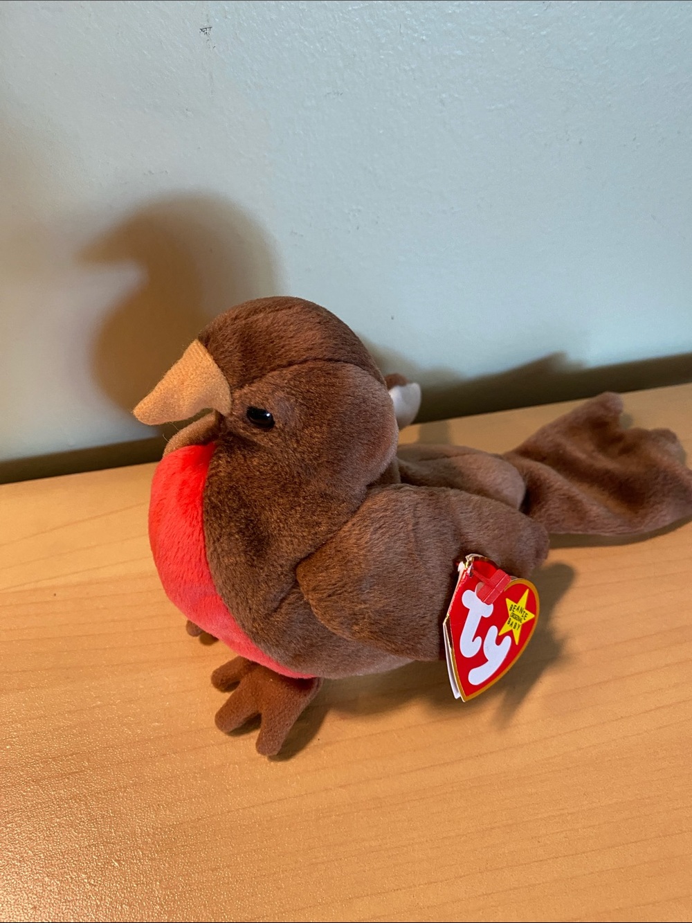 Ty Plush Robin Beanie Baby Brown and Red